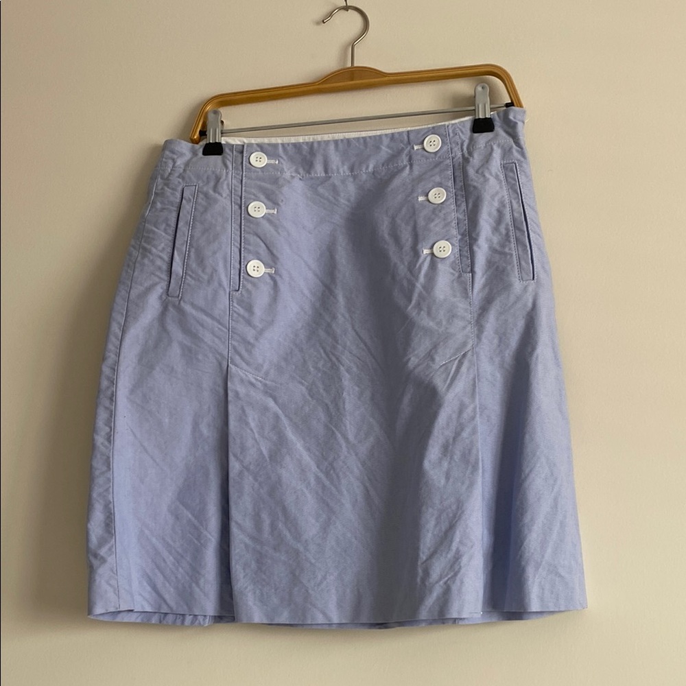Light Blue Button-Front Women's Skirt